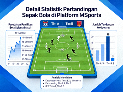 Detail statistik pertandingan sepak bola di platform MSports dengan grafik dan analisis mendalam