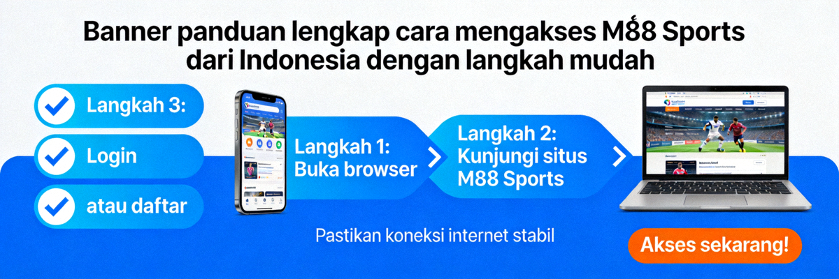 Banner panduan lengkap cara mengakses M88 Sports dari Indonesia dengan langkah mudah